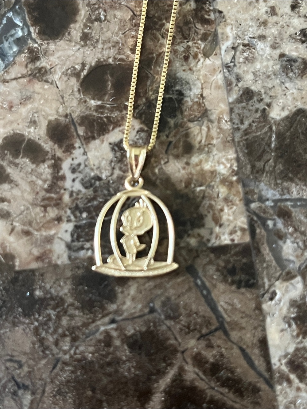 Vintage Warner Bros. Store Tweety Bird charm and necklace.